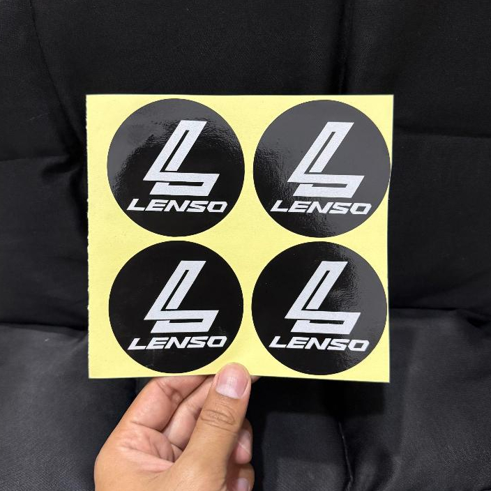 สติ๊กเกอร์ตัด (ไม่นูน) สีดําและสีขาว LENSO Logo Rim Hub Cap เส้นผ่านศูนย์กลาง 6 CM Cutting Sticker (2W)