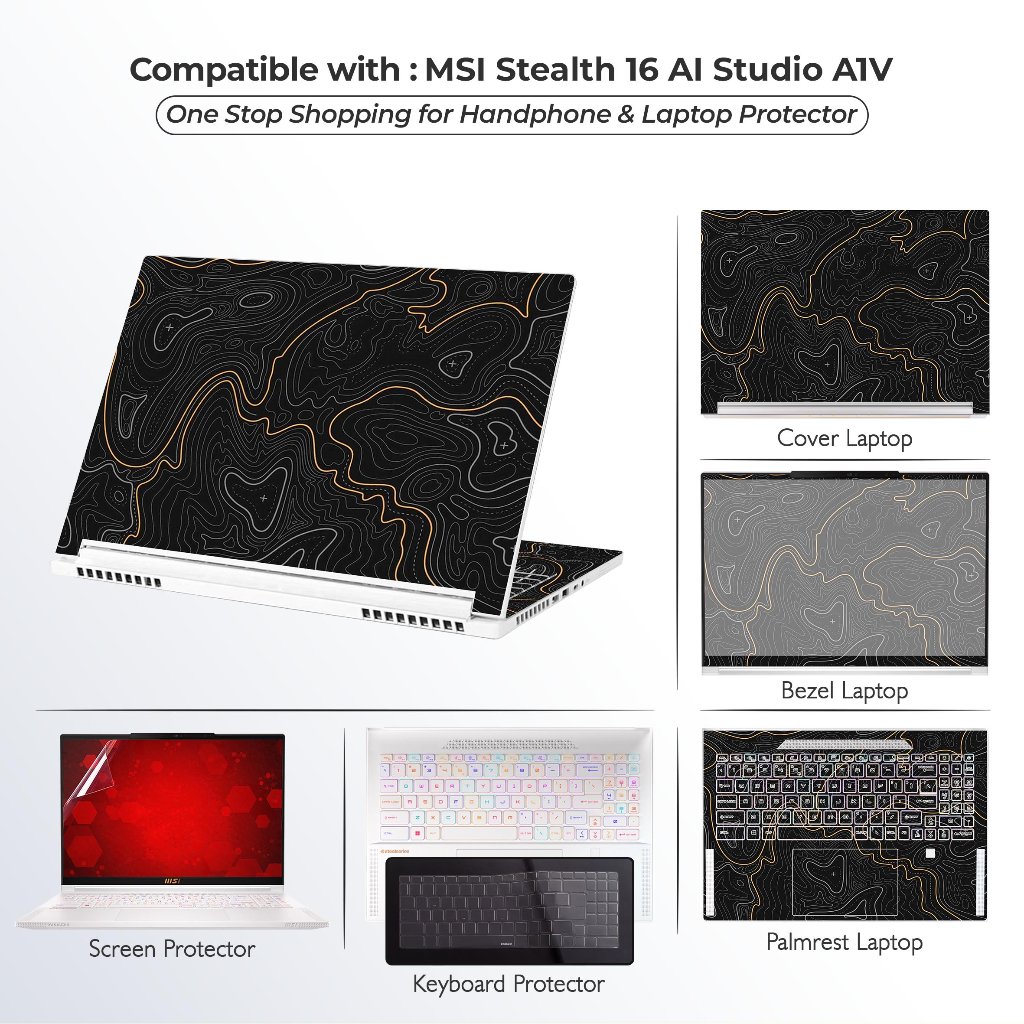 Precut Garskin แล็ปท็อปสติกเกอร์ผิวคีย์บอร์ด Protector Screen Guard ใช้งานร่วมกับ MSI Stealth 16 AI 