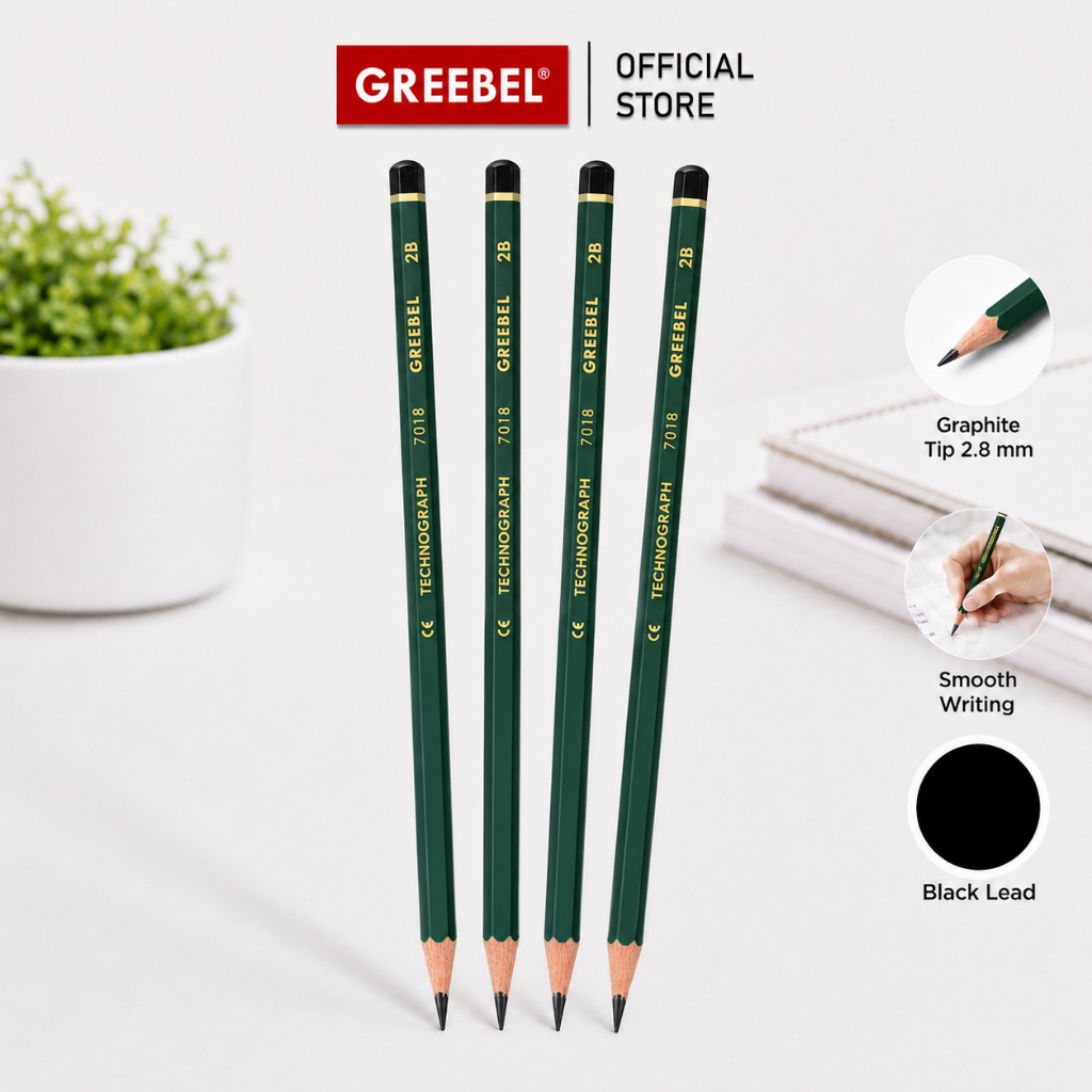 ดินสอ Greebel 2B 7018 (1 ชิ้น) ดินสอกราไฟท์หกเหลี่ยมสําหรับคอมพิวเตอร์