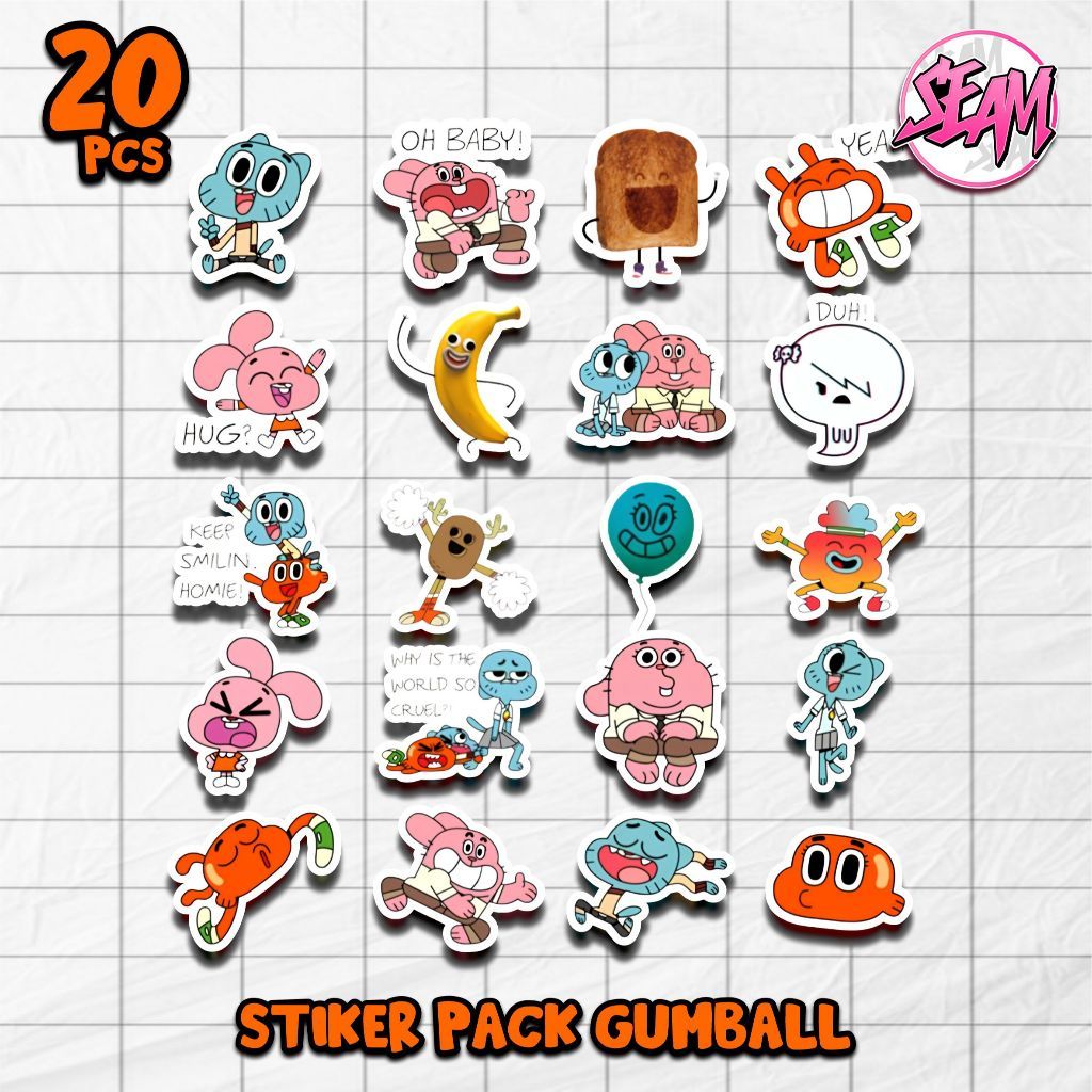 P49 CUTE COOL GUMBALL CHARACTER GUMBALL STICKER PACK ใหม่ล่าสุด VIRAL GUMBALL PACK VARIOUS CUTE FACE