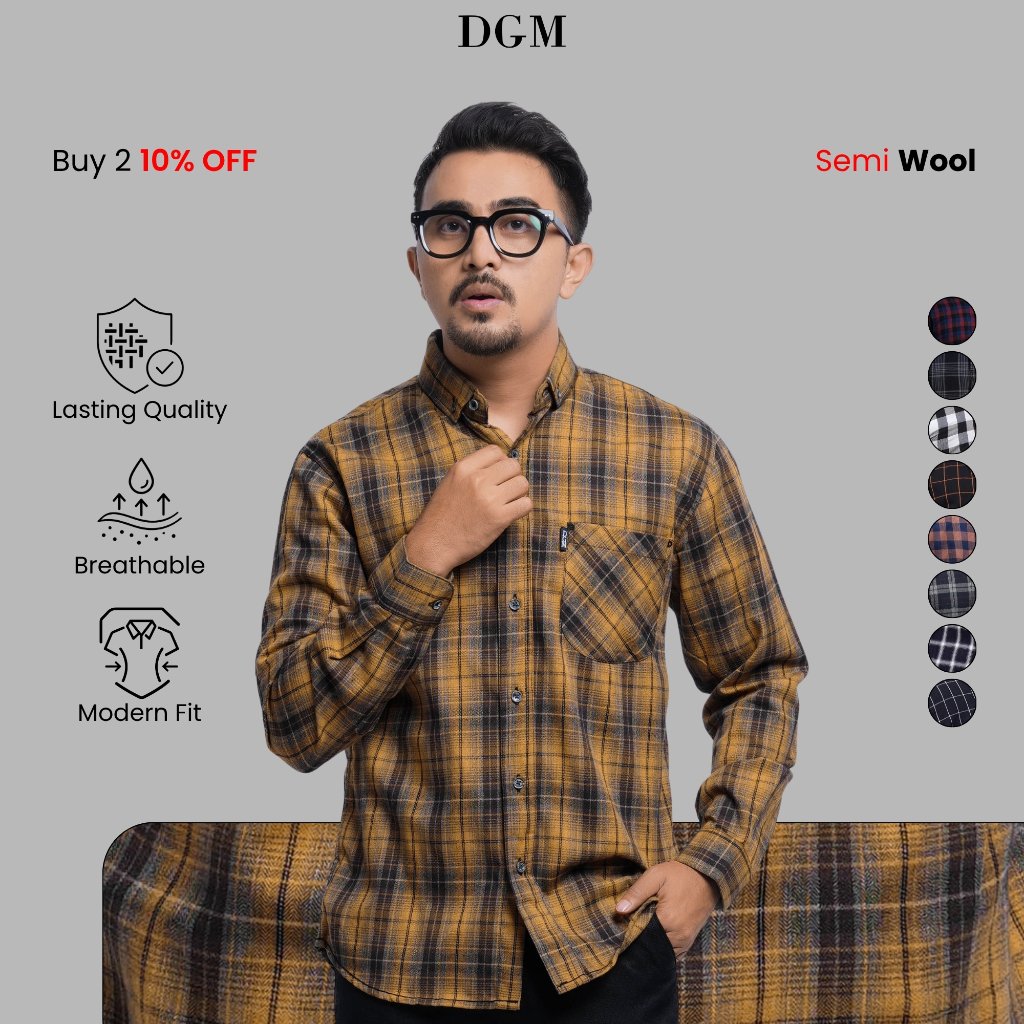 KEMEJA DGM Mens Premium Long Sleeve Flannel Shirt Mens Flannel Long Shirt Flannel Plaid Shirt Modern