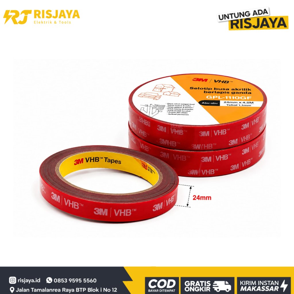 MERAH Double Tape 3M VHB Double Tip VHB 3M เทปกาวสีแดง
