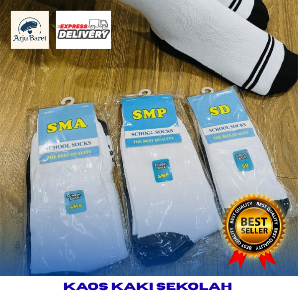 SCHOOL SOCKS, KINDERGARTEN-ELEMENTARY SCHOOL SOCKS, ถุงเท้าสีขาวและสีดํา, PLAIN BLACK