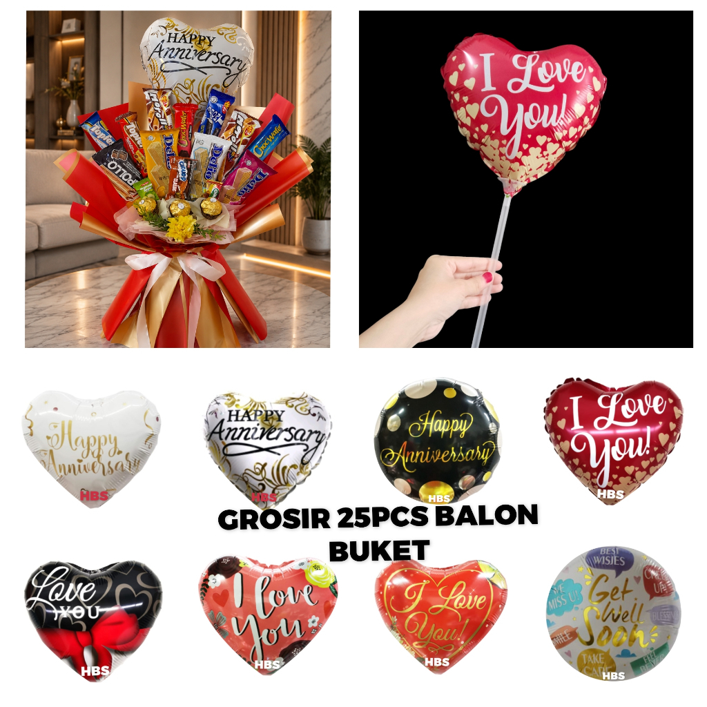 WHOLESALE 25 ชิ้นฟอยล์ BALLOONS สําหรับ ILOVEU/ANNIVERSARY/GET WELL SOON GREETINGS