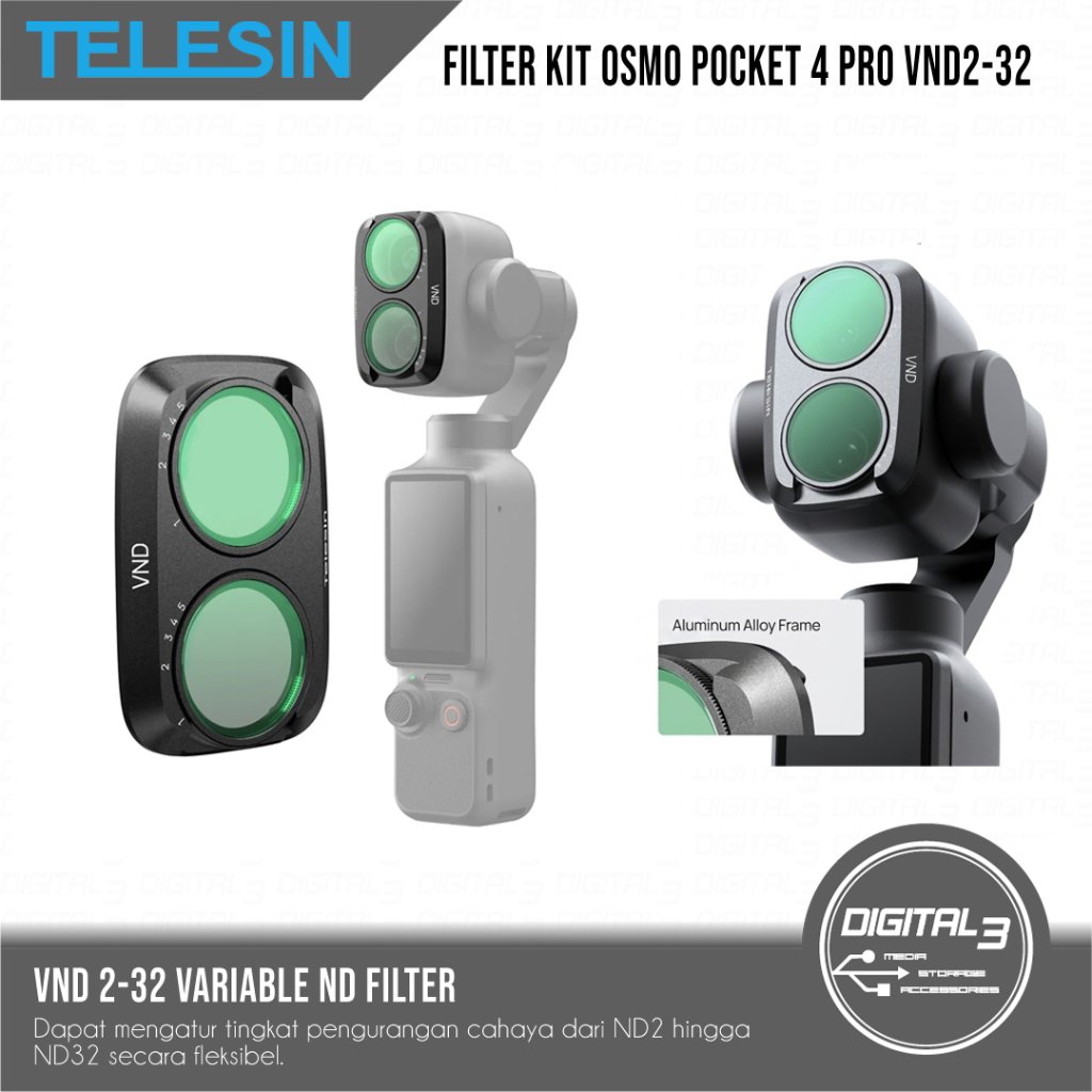 TELESIN VND ND2-ND32 DJI Osmo Pocket 4 Pro Magnetic Lens Camera Filter 1-5 Stop S5-FLT-89-DJ