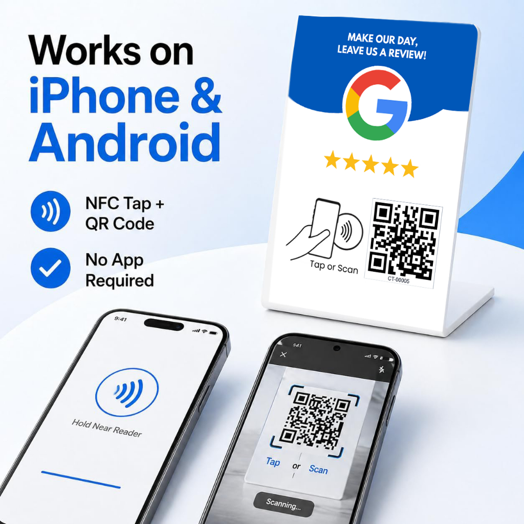 CALVINA TAP - NFC Google Review Stand QR Code Google Review สําหรับร้านอาหาร MSME Business Cafe