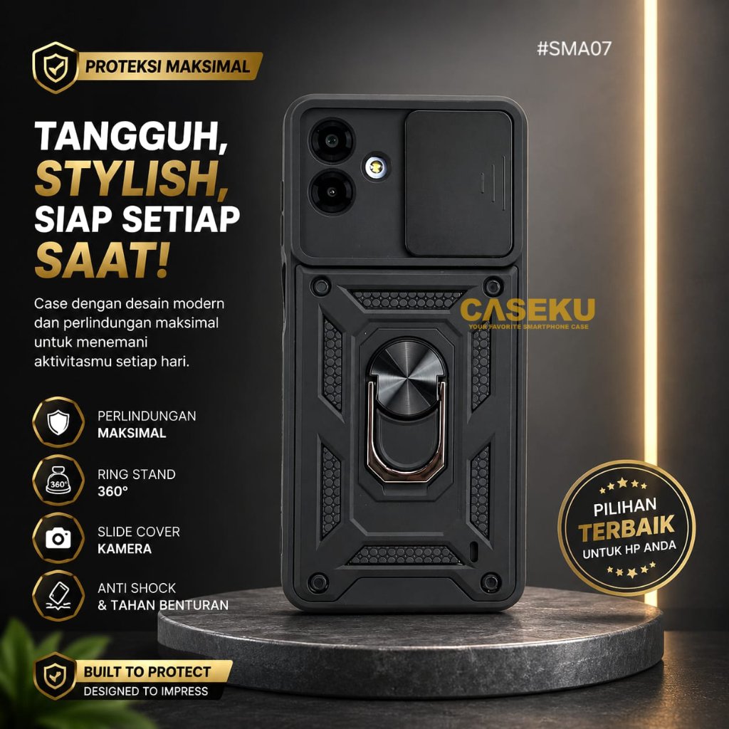 Samsung A08 กรณี Samsung A07 4G Samsung A07 5G เกราะสไลด์ป้องกันกล้องกรณีหุ่นยนต์ + RingStand กรณีสี