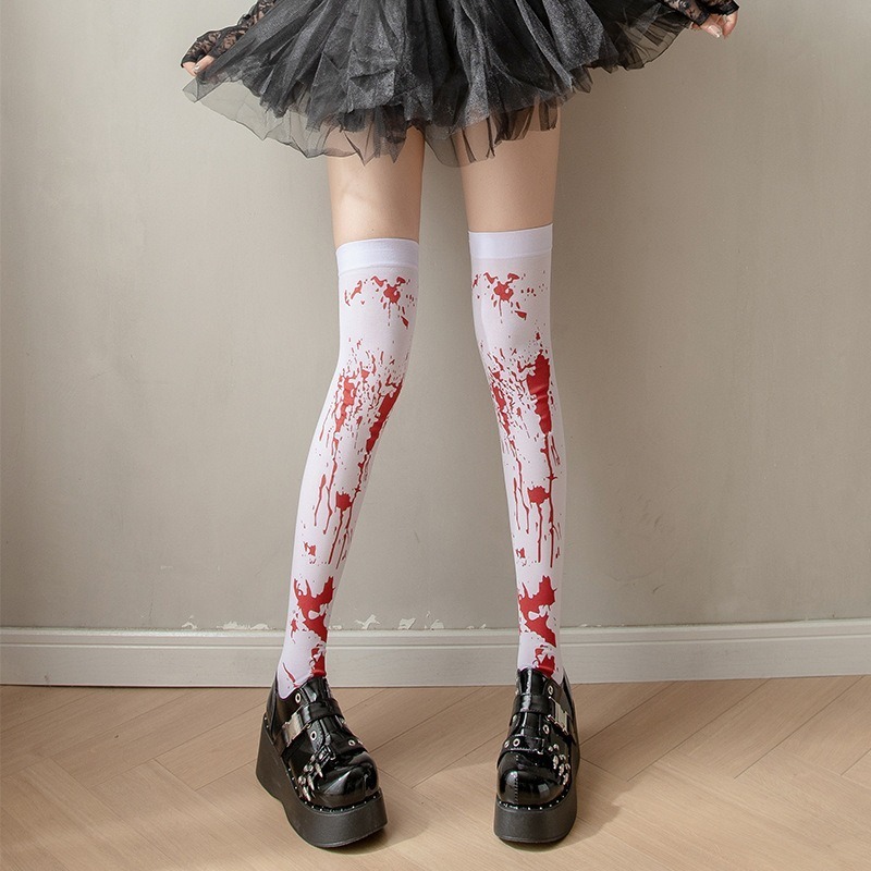 SSP-14 HOOLLOWEEN STOCKINGS FAKE BLOOD MOTIF ผู้ใหญ่คอสเพลย์ HALLOWEEN