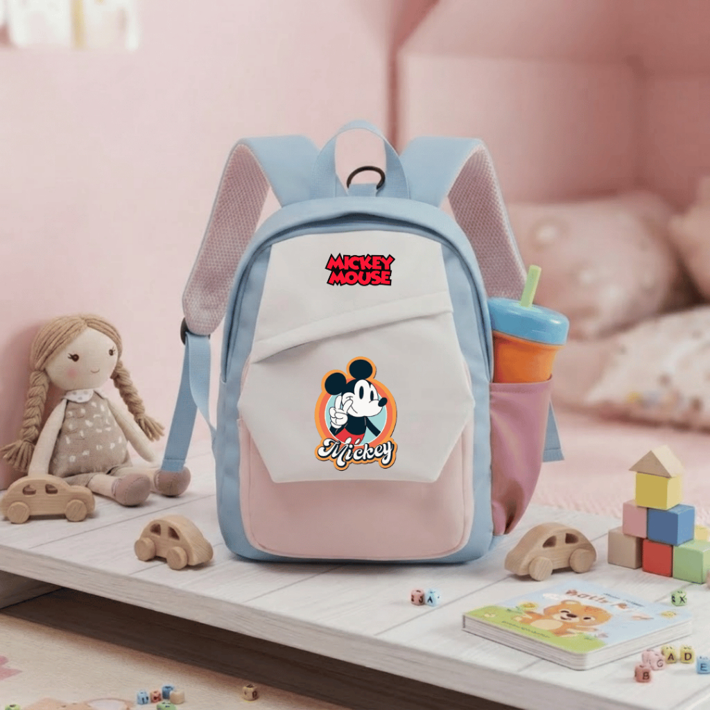 Raindoz - CUT 029 P1167 น่ารัก Mickey Mouse Peace Motif กระเป๋าเป้สะพายหลังอนุบาลสําหรับก่อนวัยเรียน