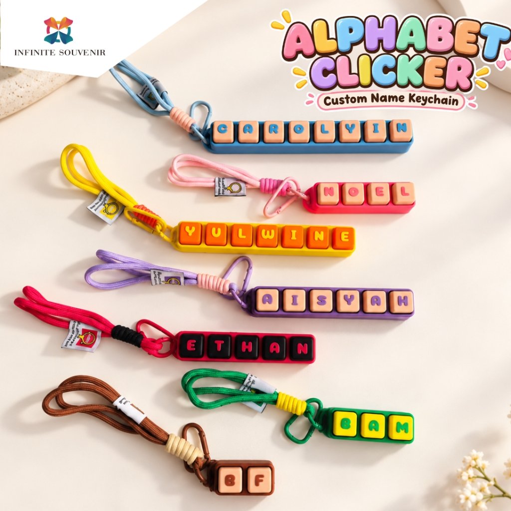 GUNGAN Alphabet Clicker / พวงกุญแจชื่อแบบกําหนดเอง / Fidget Clicker / พวงกุญแจน่ารัก / ความงามแบบกํา