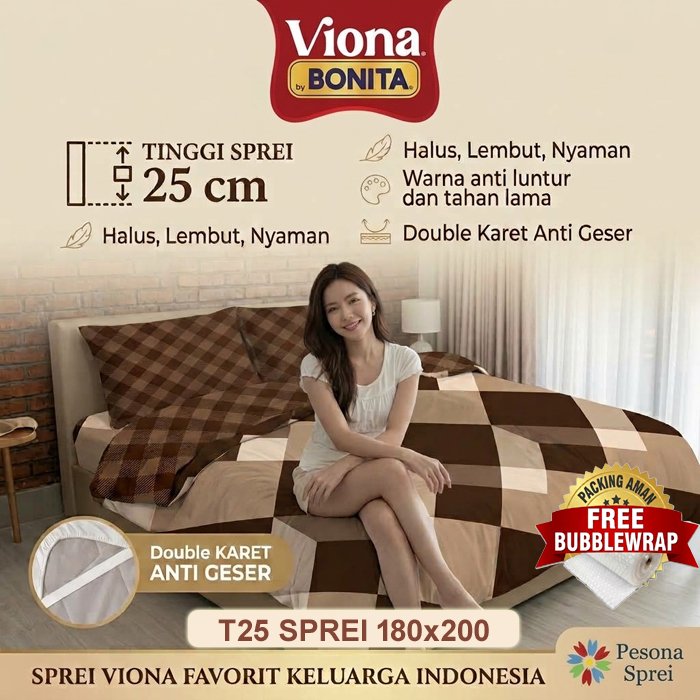 BONITA BEDSHEET 180x200 VIONA HEIGHT 25 / BONITA KING VIONA BEDSHEET / BONITA BEDSHEET 180x200 HEIGH