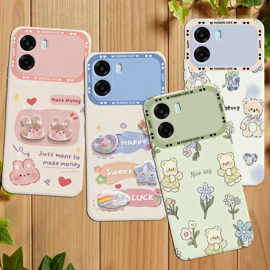เคส HP Bear สําหรับ Oppo A6x Phone ด้านข้าง 100% - Oppo A6x A6s A6c Silicone Softcase โทรศัพท์ Oppo 