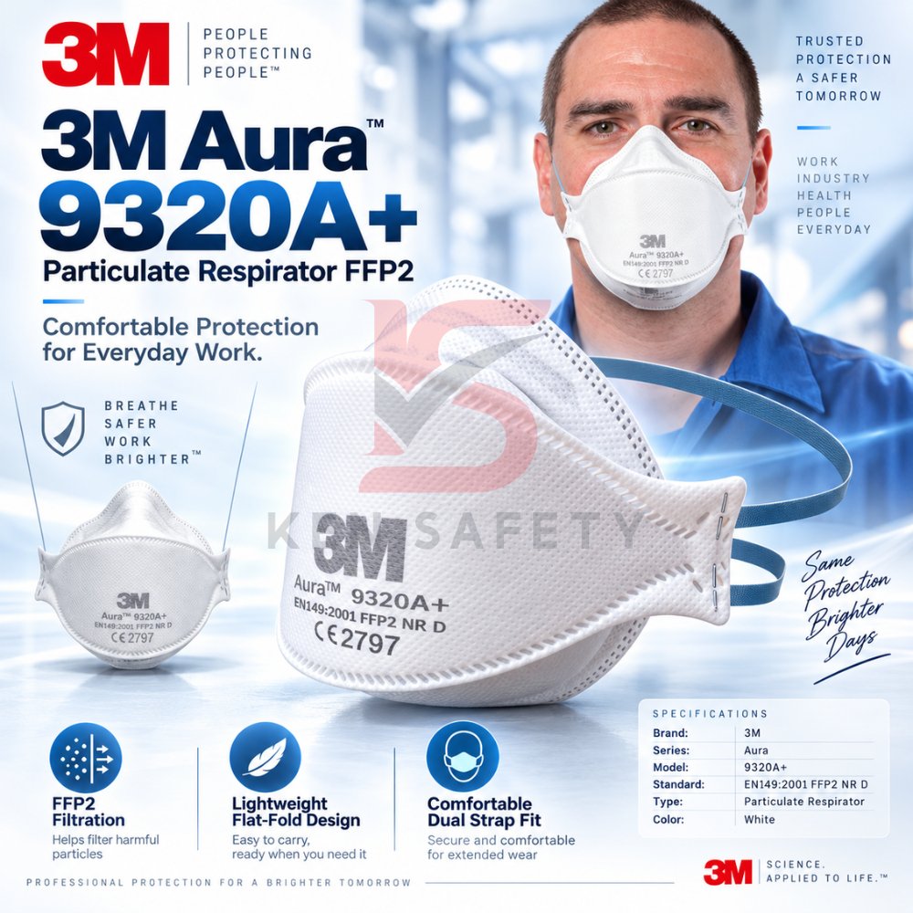 3M AURA 9320+ FFP2 MASK – DISPOSABLE ANTI-DUST RESPIRATOR