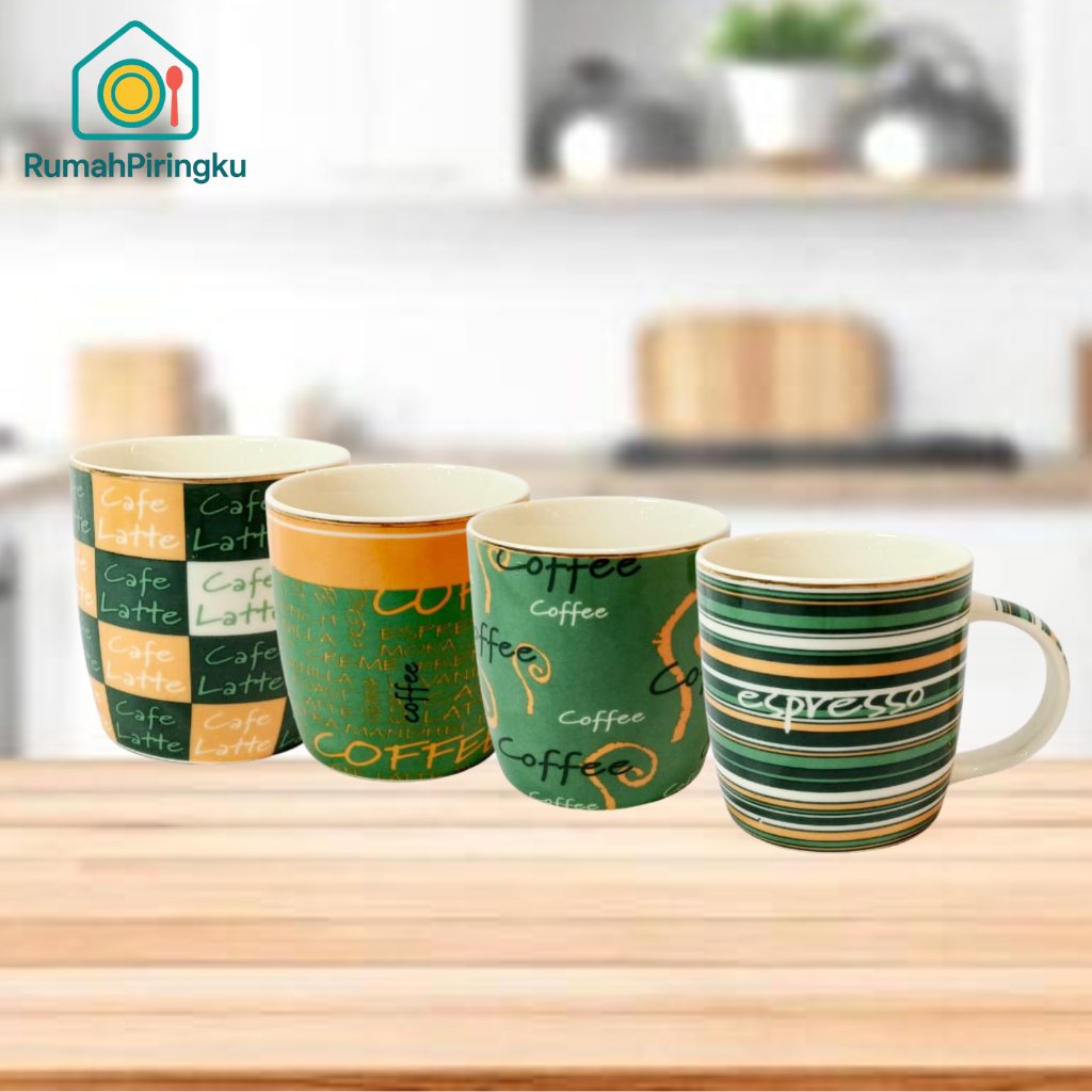 MY PLATE HOUSE แก้วเซรามิค / แก้วกาแฟ / แก้วชา / แก้วเครื่องดื่ม / MOTIF COFFEE LATTE ESPRESSO แก้ว