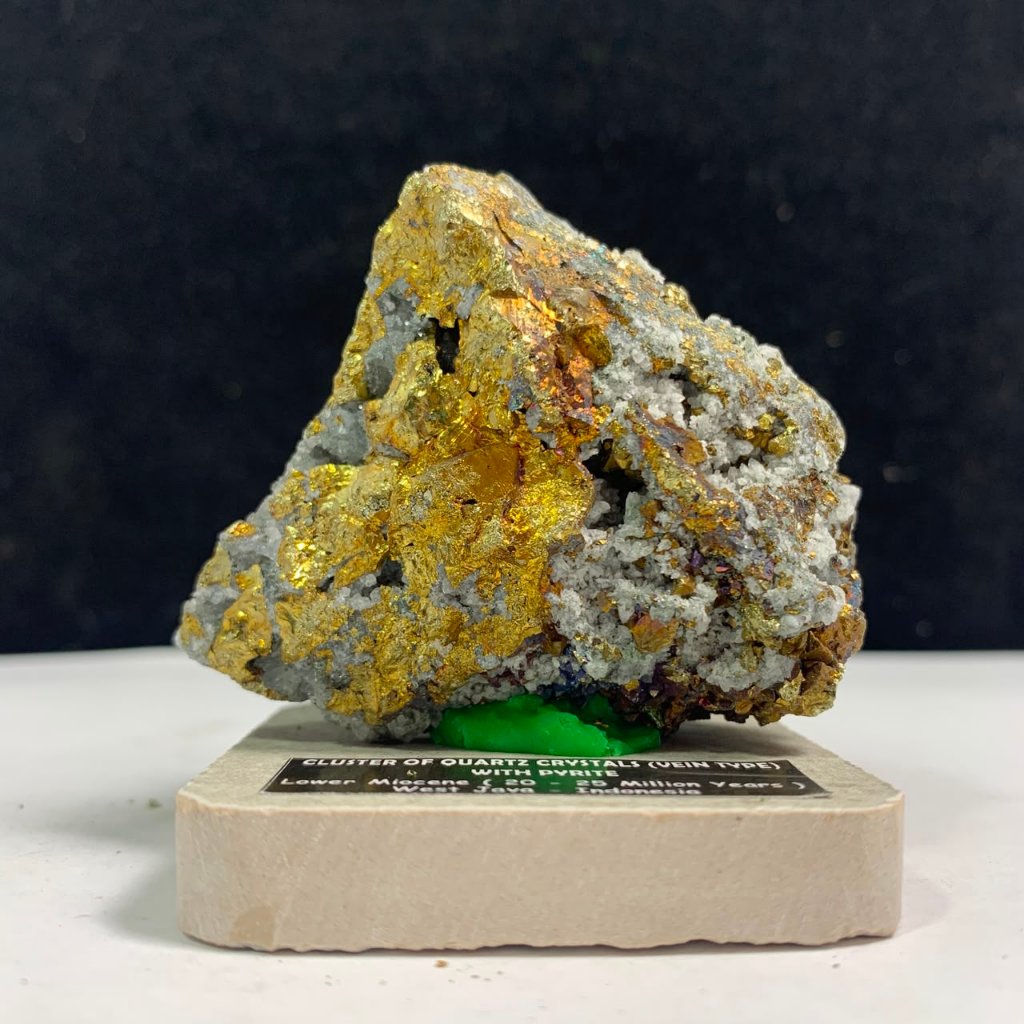168Gr NATURAL Chalcedony Peacock หลากสี - Bongkahan Pyrite - Crystal Healing