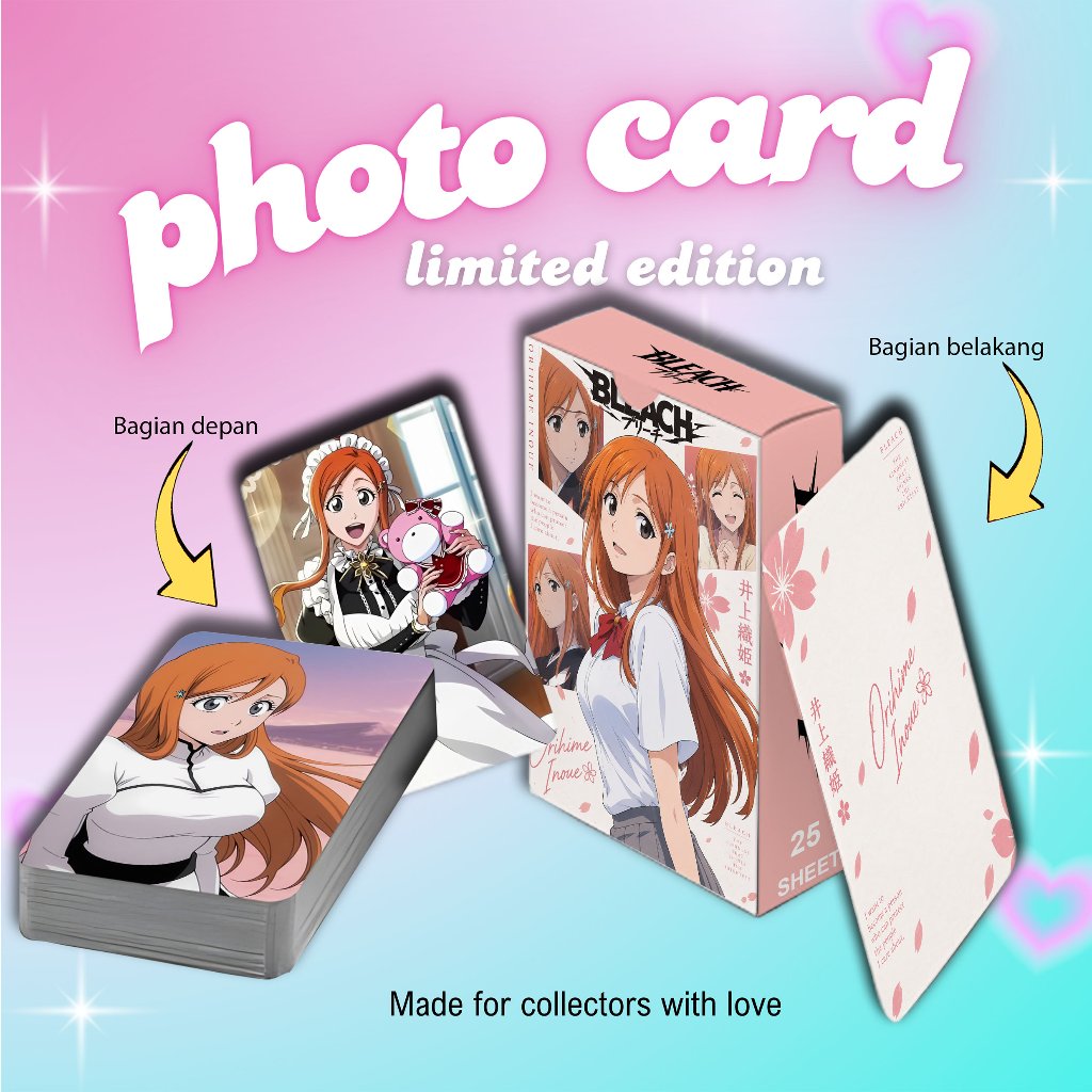 [ 2 ด้าน ] Photocard Set Orihime Inoue Anime Bleach premium 25 ชิ้น พร้อมกล่อง