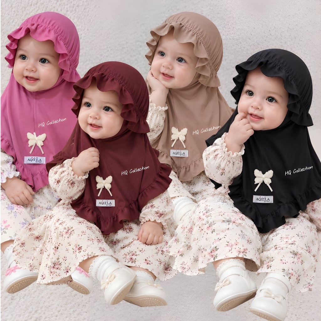 HQ Collection Baby Girl Hijab พรีเมี่ยม jersey Ribbon Hat Baby Hijab 0 - 3 ปี