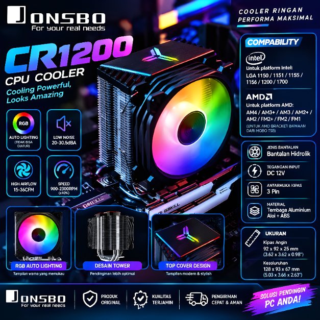JONSBO CR-1200 INTEL/AMD TOWER PROCESSOR FAN - มาตรฐาน INTEL
