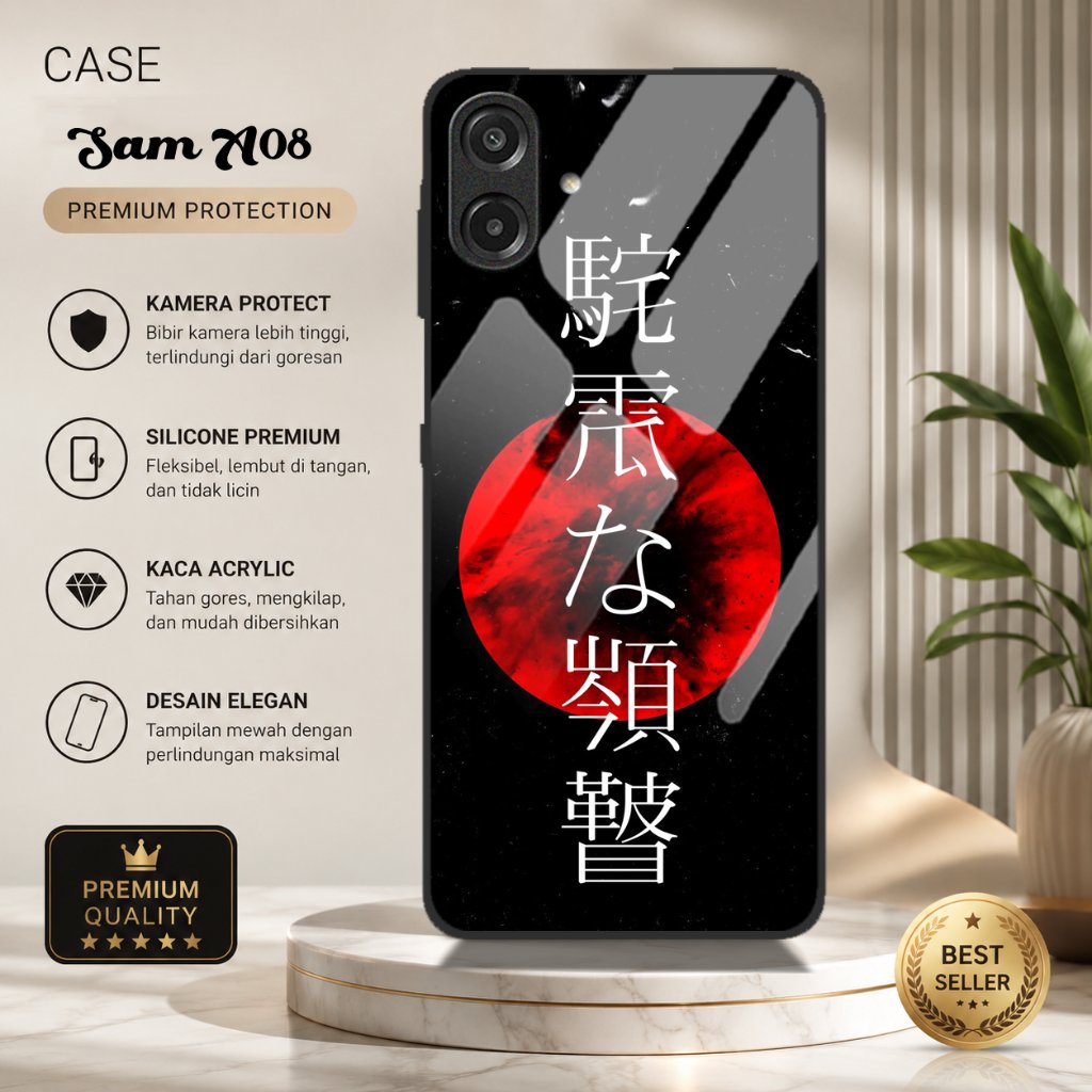 SAMSUNG เคสกระจกเคลือบเงาสําหรับSamsung A08 ซิลิโคนล่าสุดHPสําหรับSamsung A08 Softcase hpสําหรับSams