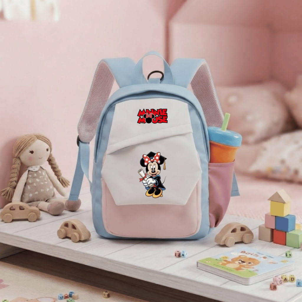 Raindoz - CUT 029 P1232 น่ารัก Minnie Mouse Graduation Motif กระเป๋าเป้สะพายหลังสําหรับโรงเรียนอนุบา