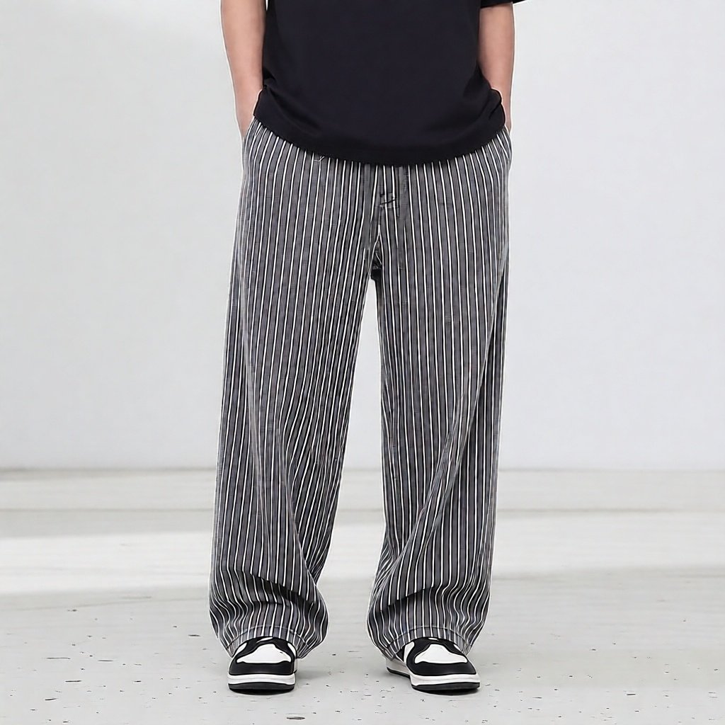 Hardbreak Loosepants Stripe Baggy Pants / Semiwool Baggy Pants สําหรับผู้ชายและผู้หญิง