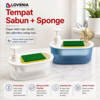 เครื่องจ่ายสบู่เหลว - ที่ใส่สบู่แบบกดพร้อมฟองน้ําซักผ้า - SO CLEAN SO SO SO SO SOAP DISPENSER