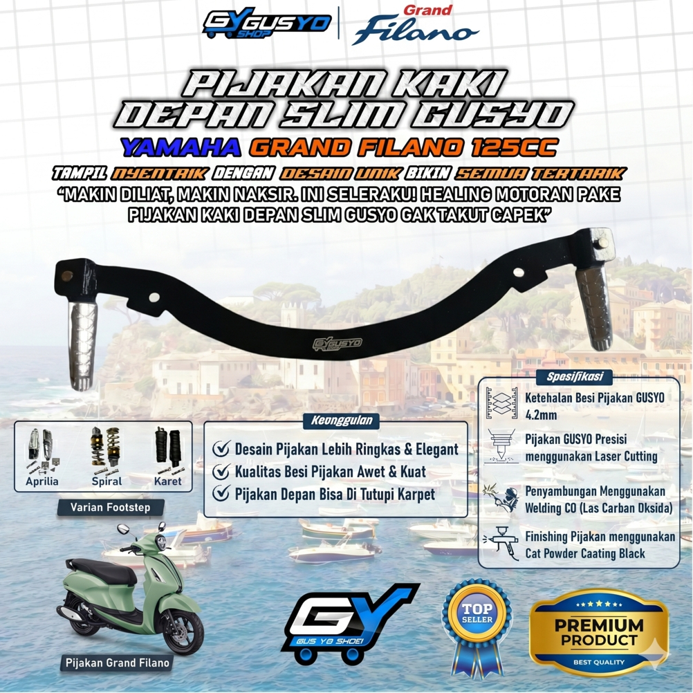 พักเท้ารถจักรยานยนต์ / Footstep รถจักรยานยนต์ Yamaha Grand Filano 125cc Step Motor แถบแบนบาง Fullset