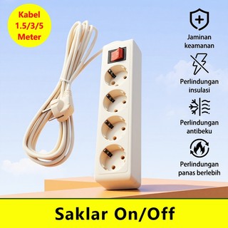 YEEXI Stop Kontak Kabel 2/3/4/5 Lubang 1.5/3/5 M Stop Kontak Colokan