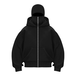 BRIGHTPATH - Hoodie Pria Balaclava Polos Jaket Ninja Basic Hitam