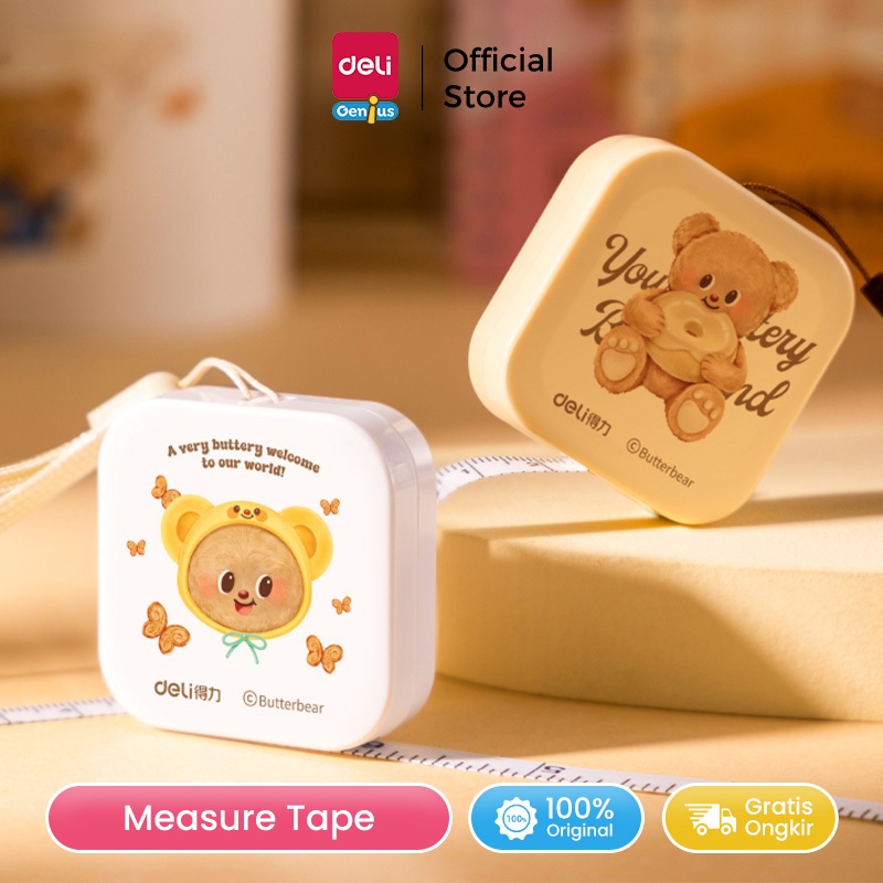 Deli Mini Butterbear Meter 1.5 เมตร / สายวัดล็อคอัตโนมัติ HY410