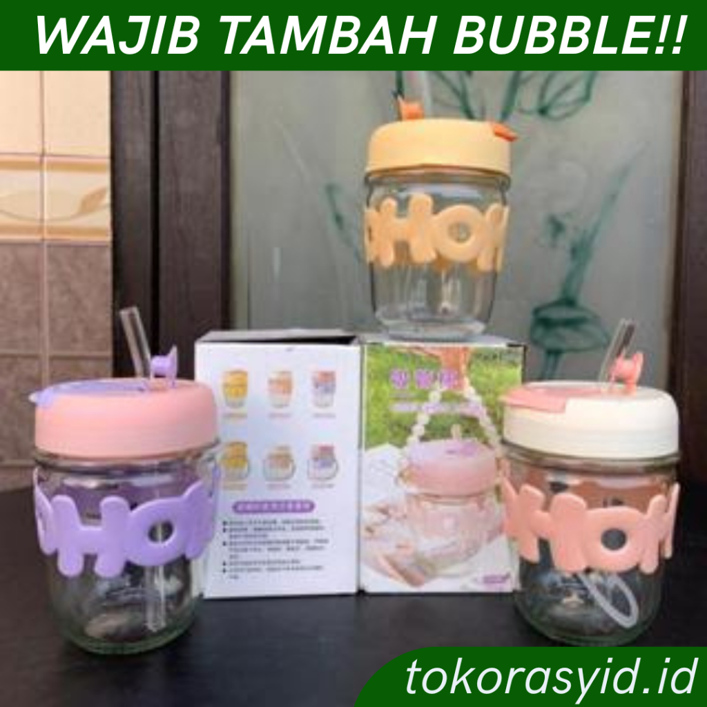 HOHO ถ้วยแก้ว HOHO แก้วน้ําแก้ว Aesthetic Straw Box WHOLESALE RANDOM