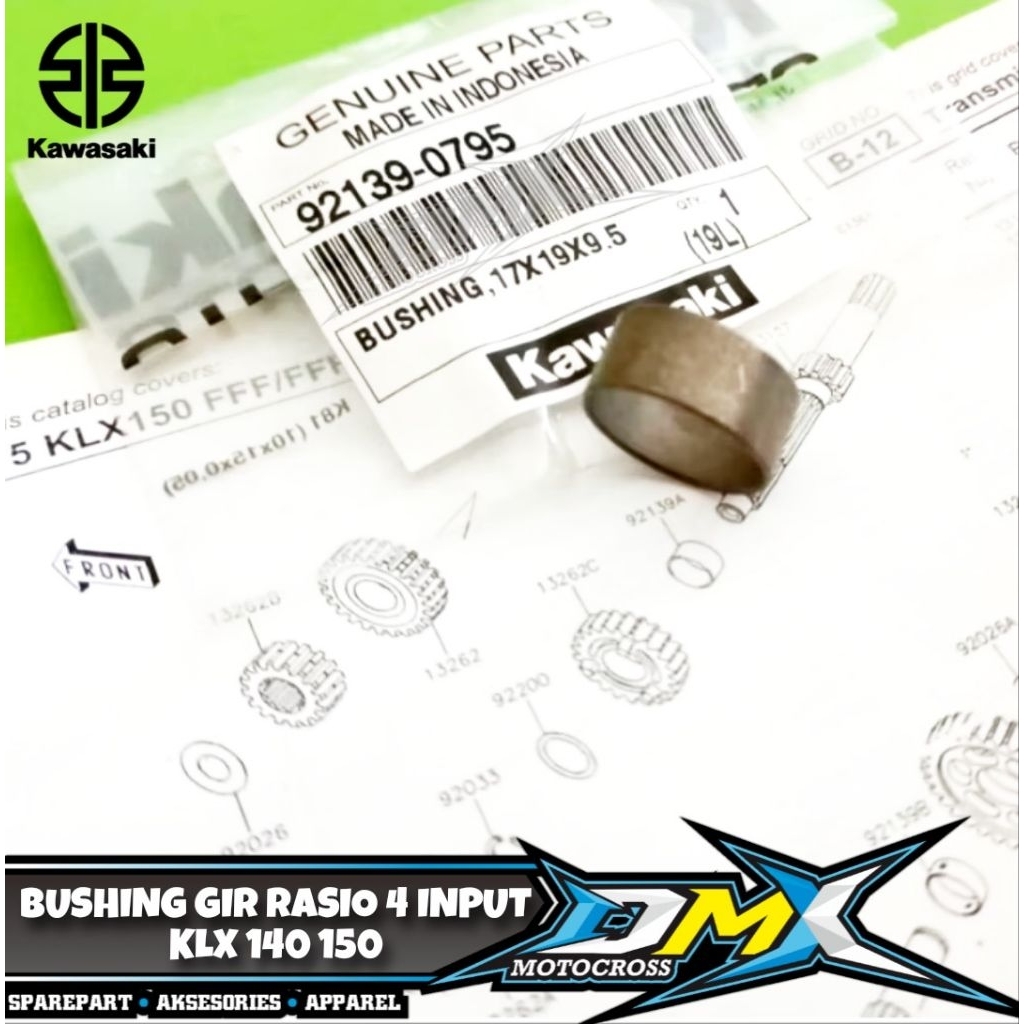 BUSHING TRANSMISSION 17X19X9.5 BOSH GEAR RATIO 4 INPUT KLX 140 150 ORIGINAL KAWASAKI 92139-0795