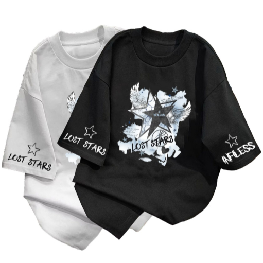 Lost Stars Oversize Infiless T-shirt Unisex Vintage Star Motif Top - Lost Star
