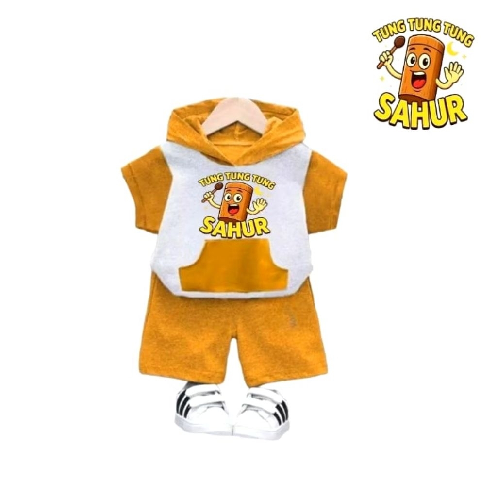 LONG & TUNG2 SAHUR KIDS HODIE SET/เสื้อผ้าเด็กและกางเกงขาสั้น