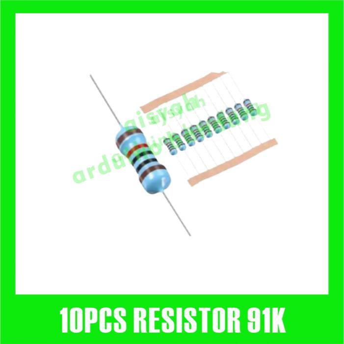 10X RESISTOR 91K 91 K OHM 1/4W 1% ฟิล์มโลหะ