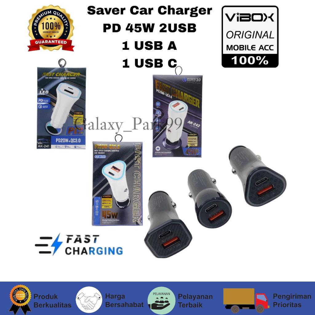 Vibox Car Charger 2 พอร์ต 45w Universal Car / Motorcycle Charger USB A + USB C Original AK241 AK242 