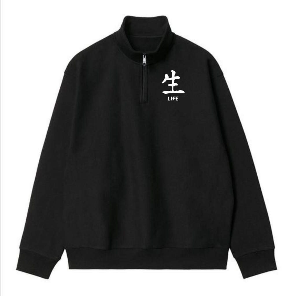 Crewneck Sweater Halfzif  Kerah Pria distro  motif logo aestetic /Jaket Sweater  Rugby  Resleting Co