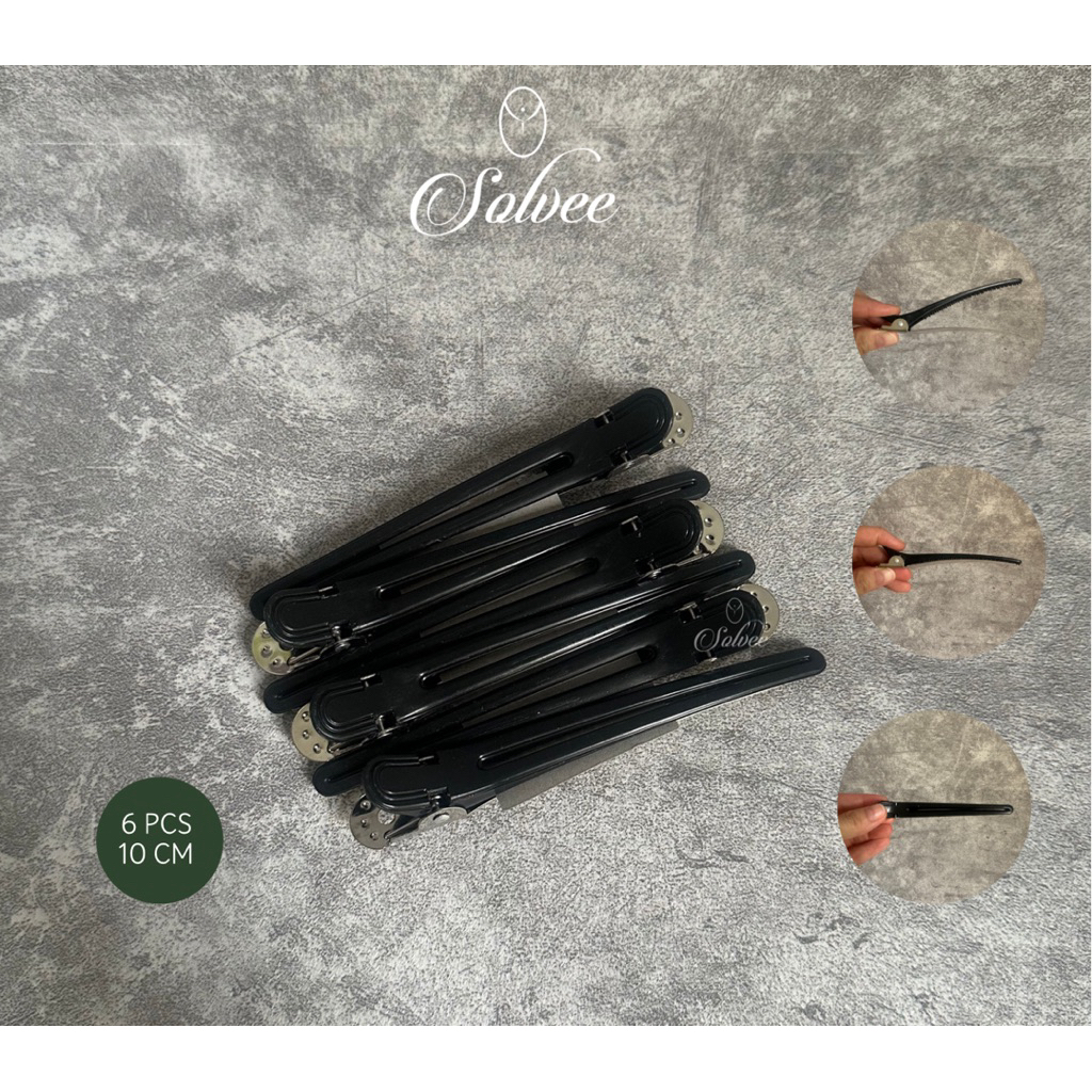 Solve 6 ชิ้น Duck Clips 10 ซม. กิ๊บติดผมสีดํา Salon Hair Clips 6 ชิ้น – Professional Long Hair Blow 