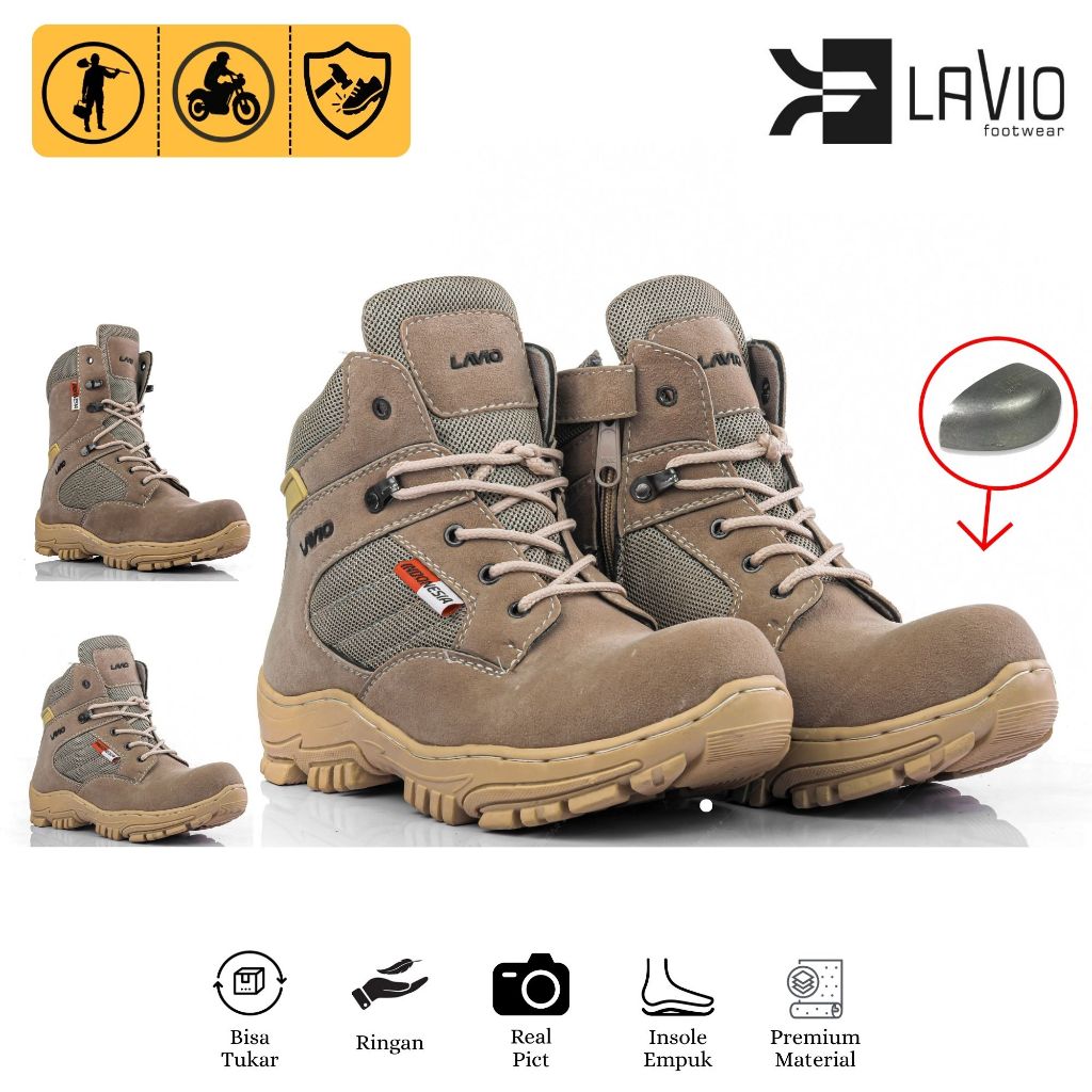 Lavio Safety Boots Steel Toe Outdoor Field Project Touring Cool DNS Short Cream 36-46