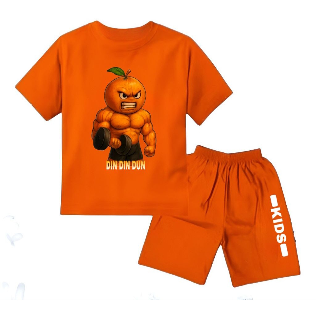 ชุดเสื้อยืดเด็กชายและเด็กหญิง Unisex พร้อม udin din dun motif แฟชั่นระดับพรีเมียม