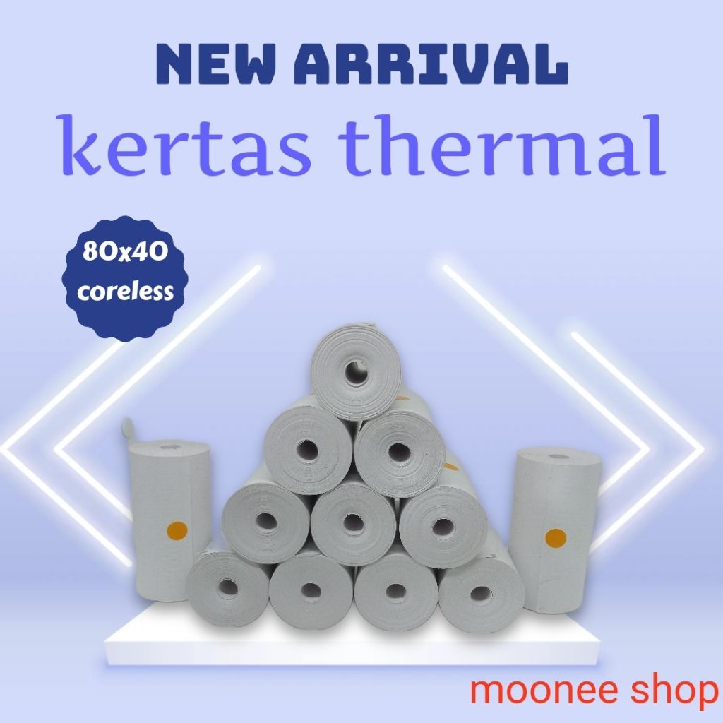 กระดาษความร้อน 80X40 / CASH RECEIPT กระดาษ 80X40 PLAIN CORELESS FULL THERMAL PAPER 80X40 พิมพ์สีดํา