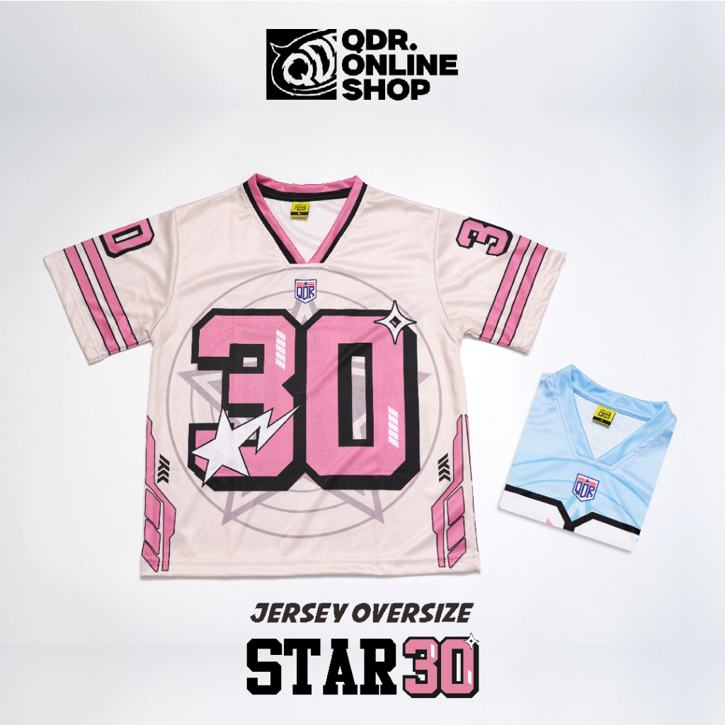เจอร์ซีย์ ขนาดใหญ่ สําหรับเด็กอายุ 1-12 ปี เสื้อเบสบอลโอเวอร์ไซส์ Star 30 QDR ONLINESHOP Motif.