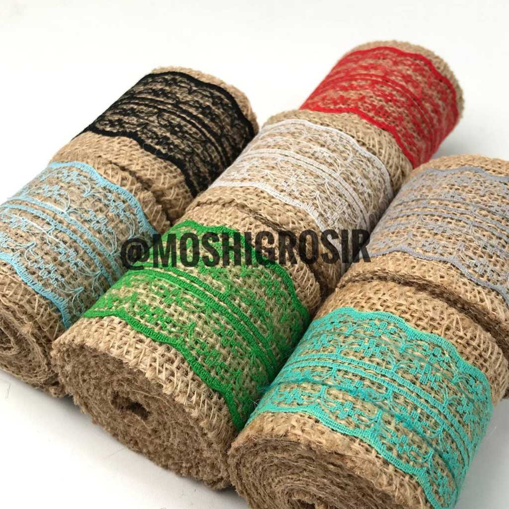 1 ม้วน - 6 CM LACE JUTE RIBBON/VARIOUS COLORS/LACE JUTE RIBBON/LACE GONI