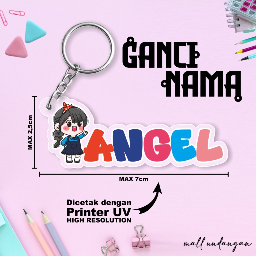 GANTUNGAN CUSTOM NAME ACRYLIC KEYCHAIN - NAME CHARACTER KEYCHAIN - CUSTOM WRITING KEYCHAIN