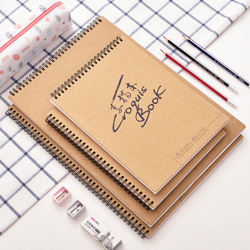 Croquis Book Sketchbook Spiral Top A4 8K Sketch Book Pencil, Charcoal Pencil, Drawing Pen