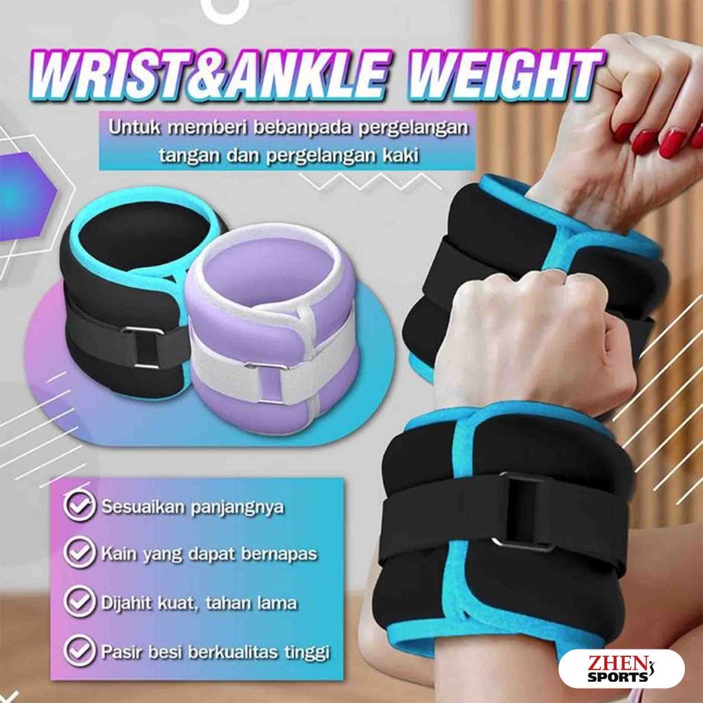 ZHEN SPORT การออกกําลังกายสําหรับข้อมือและเท้าสําหรับออกกําลังกายกีฬา - สีฟ้า 1KG, บรรจุภัณฑ์ธรรมดา