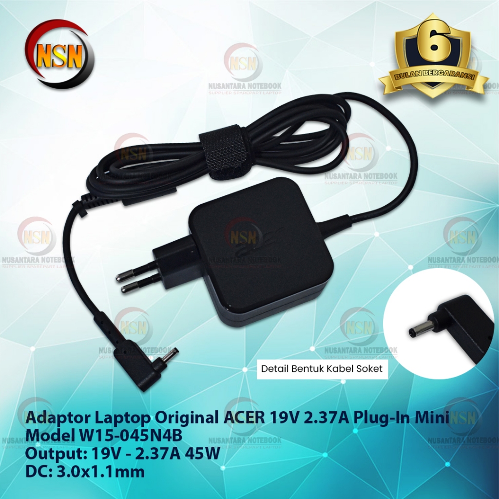 ACER 19V 2.37A อะแดปเตอร์ MINI DC 3.0x1.1 มม. (W15-045N4B)