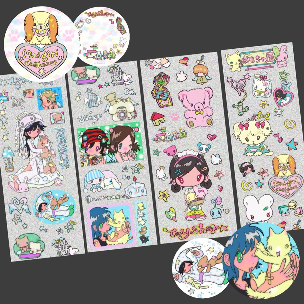 [sunonebird] Y2K Sleep Queen & Toy Shop ม้วนสติ๊กเกอร์กลิตเตอร์ใส || สไตล์ญี่ปุ่นเกาหลี Deco สติกเกอร์ Journaling สมุดภาพ Washi เทปโปร่งใสน่ารักสาว H2H Hearts2Hearts Buzzz วัตถุ