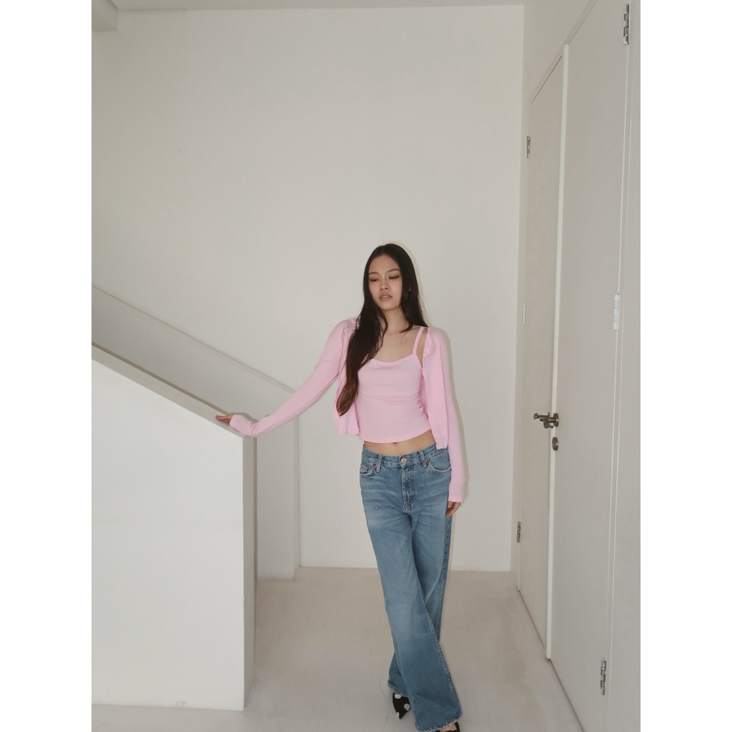 CARDIGAN TANK SET // Rue คาร์ดิแกน Set Tanktop Top Set เสื้อครอปแขนยาว Basic Casual Y2K
