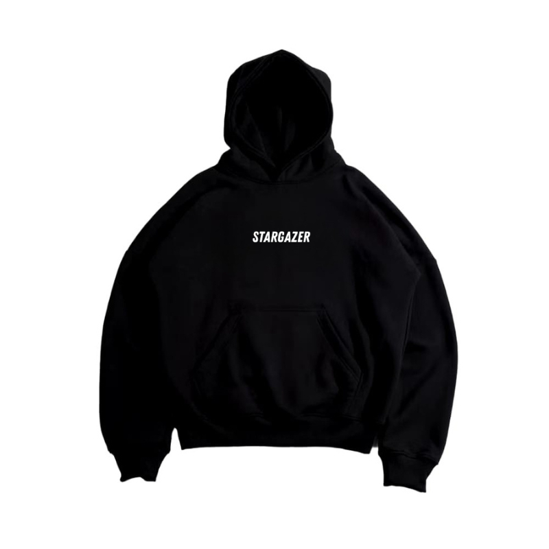 Stargazer Basic Mens Casual Boxy Hoodie / Boxy Black Jacket / Boxy Star Hoodie